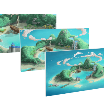 Glacias Mobile Game concept art conveying the island Glacias Mobile Game concept art conveying the island