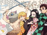 demon-slayer-kimetsu-no-yaiba characters in fighting positions beginners guide to demon slayer review by otherworlds